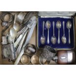 Mixed silver cutlery etc. including napkin rings.