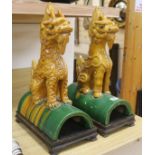 A pair of Chinese terracotta ridge tiles