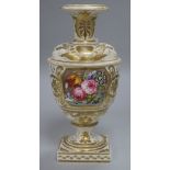 A 19th century Derby vase with flower panel