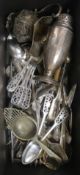 Assorted small silver including a jug and eleven Victorian teaspoons and other plated items