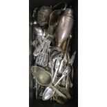 Assorted small silver including a jug and eleven Victorian teaspoons and other plated items