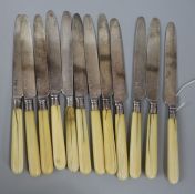 A set of 12 George III silver and bone-handled fruit knives, London 1794, maker I.G (handles a.f.)