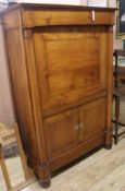 A Northern European birch secretaire cabinet, 19th century, W.98cm