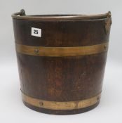 An oak and brass bound bucket