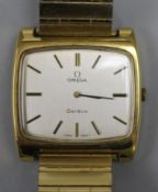 A gentleman's 1970's gold plated Omega manual wind wrist watch, with Omega box.