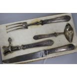 A French four-piece silver-handled carving set, circa 1900, in Lefebvre Fils fitted case (a.f.)