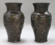 A pair of Japanese bronze vases