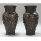 A pair of Japanese bronze vases