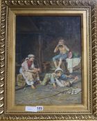 After Murillo (20th century)oil on boardChildren playing39 x 29cm.