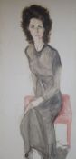 Unframed oil, portrait of lady183 x 76cm.