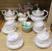 A Victorian teapot on stand, floral part tea set etc