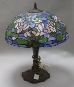 A Tiffany style leaded glass lamp