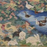 An Egyptian tapestry of ducks, rabbits and chickens