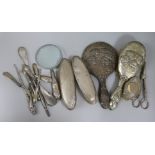 Mixed silver brushes etc.