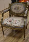 French salon chair covered with Aubusson tapesty