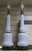 A pair of Victorian opaque glass lamps