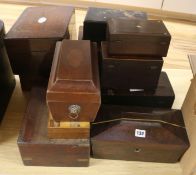 Twelve various 19th century boxes