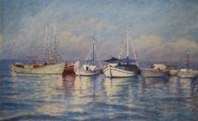 Robert Leggat3 oils on canvas and boardGreek coastal landscapessigned50 x 76cm, unframed.