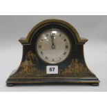 A 1920's black lacquer mantel timepiece