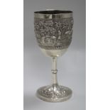 An early 20th century Indian white metal goblet, 23cm.