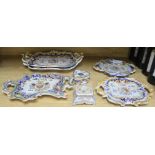 A collection of French faience dishes, inkwells, etc.