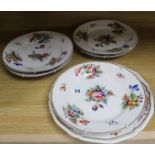 Six Victorian floral painted plates