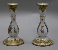 A pair of Dresden baluster candlesticks, late 19th century