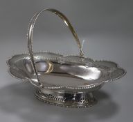 A George V pieced silver oval fruit basket by Barker Brothers, Chester, 1914, 30.9cm, 19.5 oz.