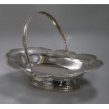 A George V pieced silver oval fruit basket by Barker Brothers, Chester, 1914, 30.9cm, 19.5 oz.