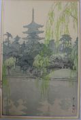 Hiroshi Yoshida (Japan 1876-1950), 'Sarusawa Pond', woodblock print, signed and inscribed in pencil,