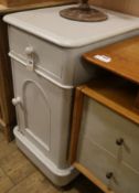 A late victorian painted bedside cabinet, W.42cm