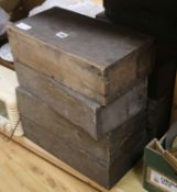 Twelve WWI oak ammo cases