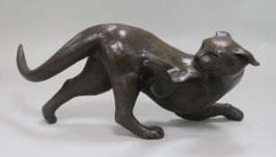 Tom Merrifield bronze figure of a fighting cat, limited edition 2/95