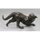 Tom Merrifield bronze figure of a fighting cat, limited edition 2/95