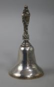 A late Victorian silver hand bell, James Deakin & Sons, Sheffield, 1897, 13cm.