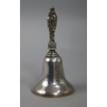 A late Victorian silver hand bell, James Deakin & Sons, Sheffield, 1897, 13cm.