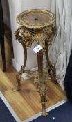A gilt painted cast-iron urn or jardiniere stand, H. 77cm