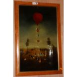 A reverse print on glassBallooning scene31.5 x 19in.