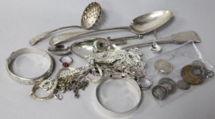A George III silver table spoon by Peter, Ann & William Bateman and other items of silver and silver