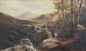 Thomas Morris Ash (Fl.1882-1891)oil on canvasTrout fishing on the Ogriven, North Walesinscribed