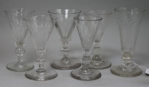 Six George III cordial glasses