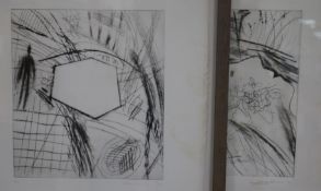 Two Jane Sanders abstract prints 28 x 25cm.