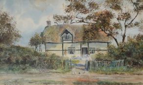 A.J.W StedmanwatercolourFigure beside a cottagesigned25 x 38cm.