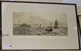 William Lionel WyllieetchingTantallon Castle and the Bass Rocksigned in pencil21 x 49.5cm.
