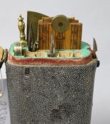 A late 18th century shagreen cased draughtsman set, the lid inscribed John Robinson