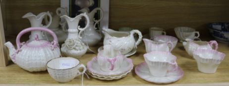 A collection of Belleek porcelain, some First and Second period