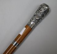 A silver plated topped walking stick