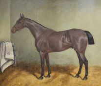 Hally (19th C.)oil on canvasRacehorse in a stablesigned and dated 186020 x 24in.