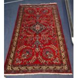 Small red ground rug 185 x 96cm