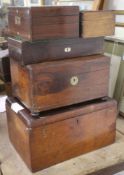 Eight Victorian wood boxes